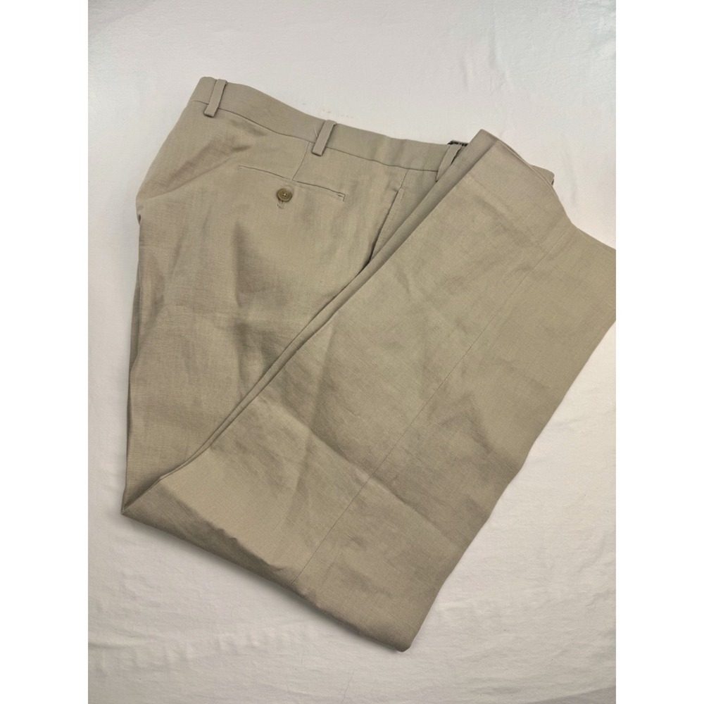 Lauren Ralph Lauren Mens Tan Linen Blend Dress Pants Slacks 40W 30L